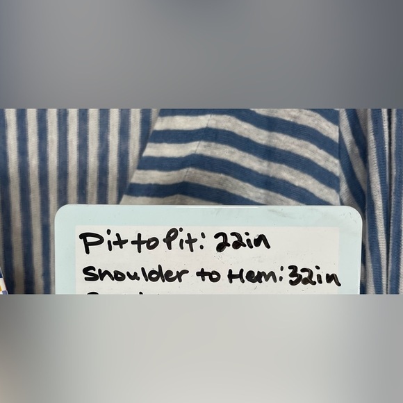 Soft Surroundings Linen Blue White Striped Single Button Cardigan Women’s Medium - Picture 10 of 11